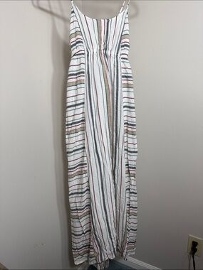 Liverpool White Maxi Dress with Multicolor Stripes